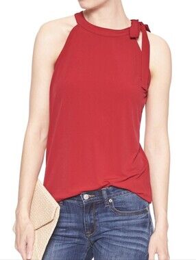 Banana Republic Bow Halter Top In Dark Purple